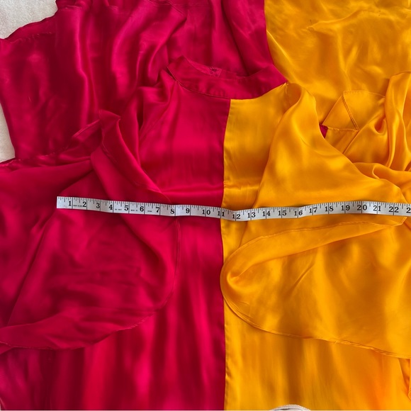 Anthropologie Pinnacle Shruti Sancheti Ruffled Dress Mock Neck Colorblock XL L - Picture 10 of 13